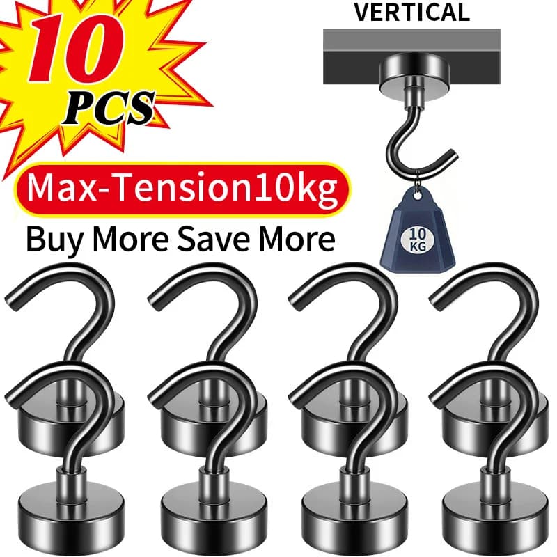 Black Magnetic Hooks, 25Lbs Strong Heavy Duty Cruise Magnet S-Hooks for Hanging, Cabins, Grill, Kitchen, Garage, Workplac
