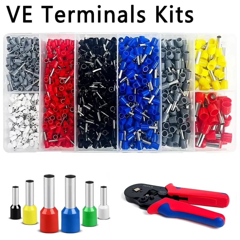200-1900Pcs Electrical Tube Insulated Terminal VE Tubular Crimp Terminals Wire Cable Connector Ferrules Terminal Connectors