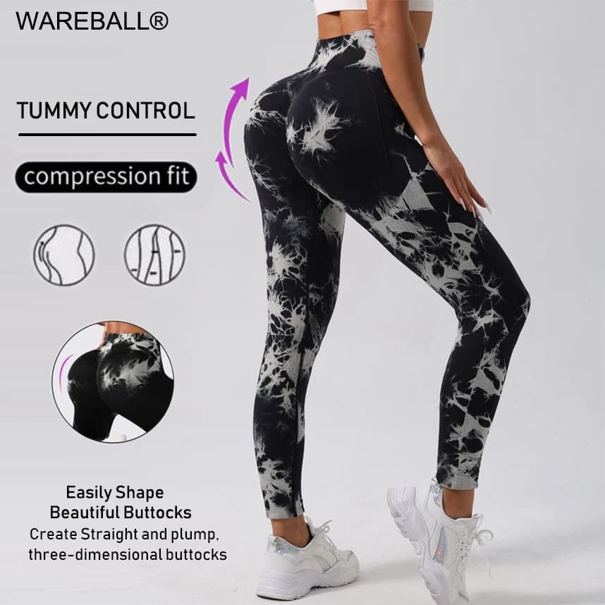 WAREBALL New Tie Dye Yoga Pants Gym Leggings Women Seamless High Waist Push Up Sport Tights Fitness Workout Leggins