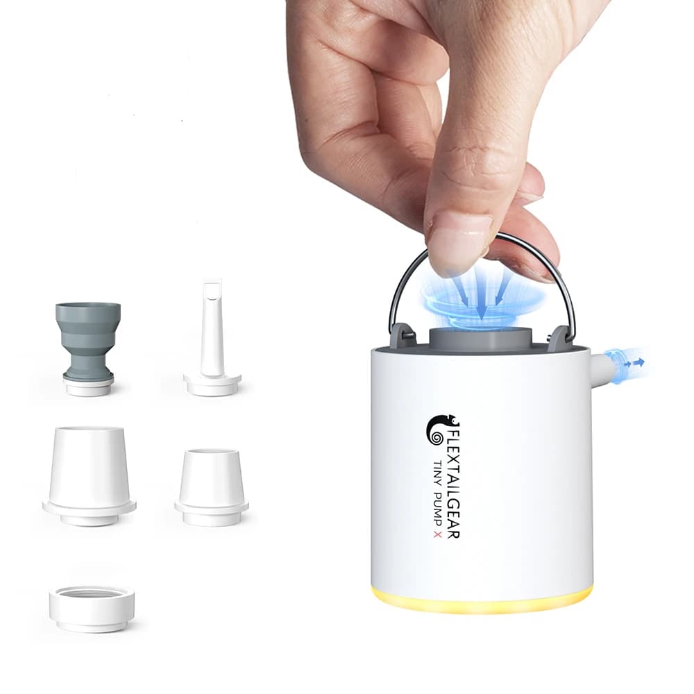 FLEXTAIL Portable Air Pump, Mini Camping Pump with Light, USB-C Charging, Ideal for Sleeping Pads, Air Bed Mattress, Vacuum Bags