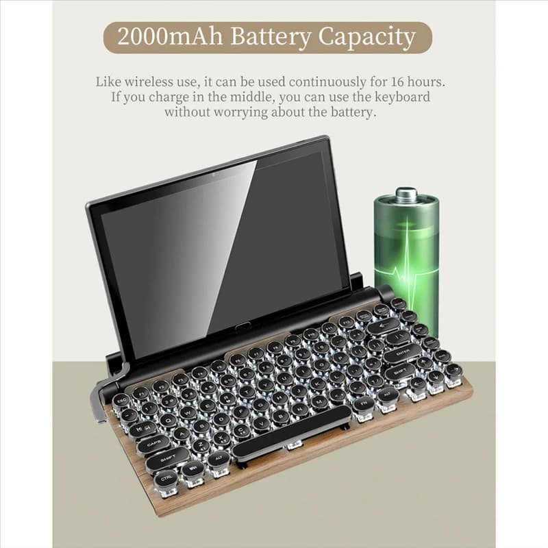 83 Keys Gaming Keyboards Retro Typewriter Keyboard Wireless Bluetooth Keyboard USB Mechanical Punk Keycaps for PC, B