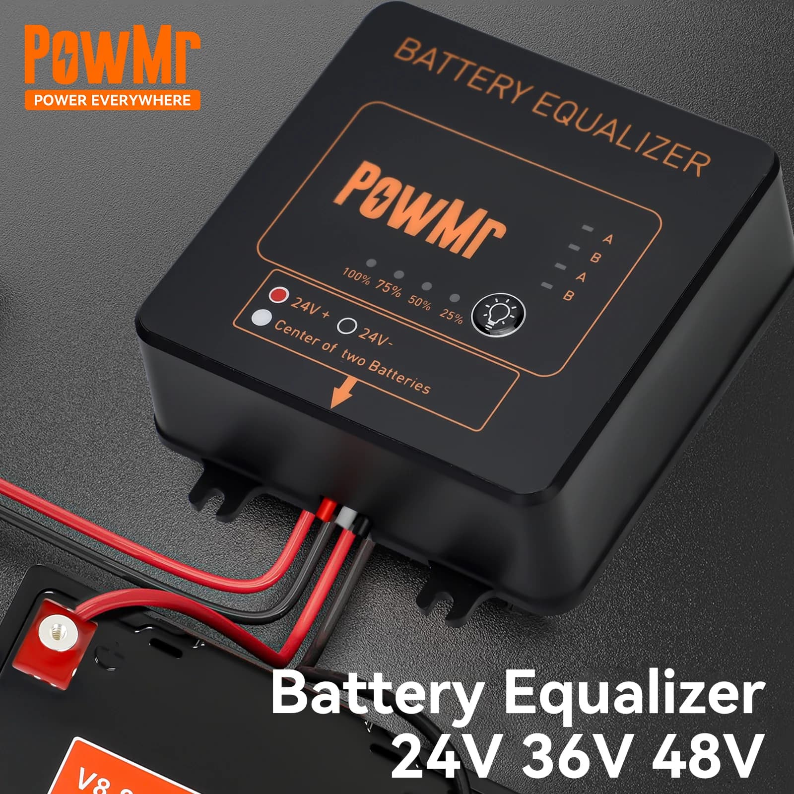 PowMr Battery Equalizer Battery Balancer for 24V 36V 48V System Solar Charge Controller for Gel Flood AGM Lead Acid Batteries
