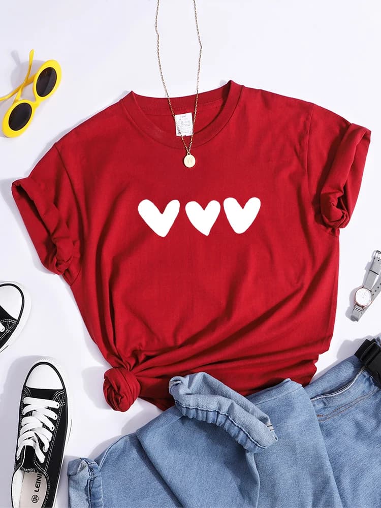 Black Heart Tshirt All-Match Summer Comfortabletee Shirt Street Casual Softtee Tops Short Sleeve Essential Women Tshirts
