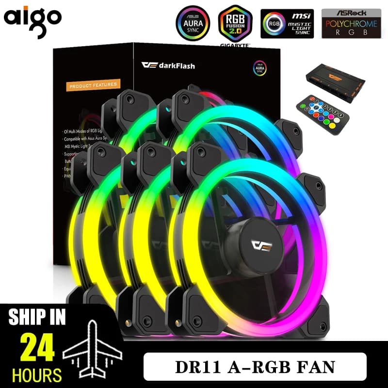 Darkflash DR11 Rgb Fan Ventoinha PC Controladora 120mm Computer Case Fan Kit 6pin Water Cooler CPU Cooling Fans Argb Ventilador