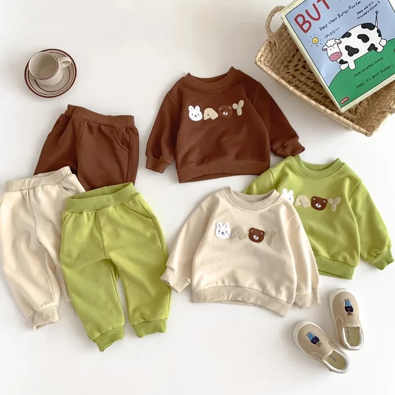 2023 Autumn Newborn Baby Clothing Set Long Sleeve Cartoon Pattern Pullover Sweatshirt Tops+Jogger Pant 2PCS Tracksuit Clothes