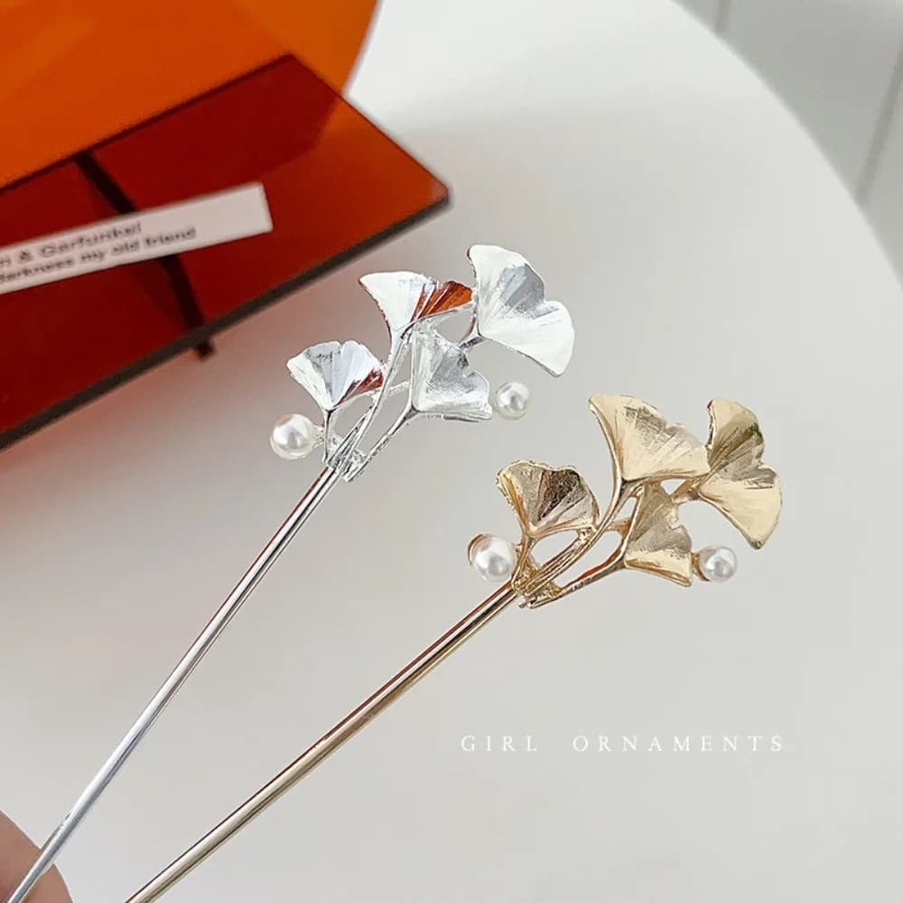 Chinese Style Ginkgo Leaf Hair Sticks Headdress Jewelry Chopstick Hairpins Diy Hairstyle Hair Accessories Women