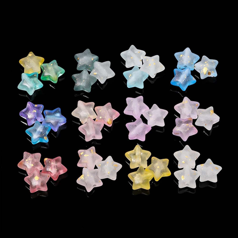 50Pcs/lot Acrylic Star Beads 10mm Sparkling Makaron Color Pentagram Beads Fashion DIY Material Necklace Earrings Making