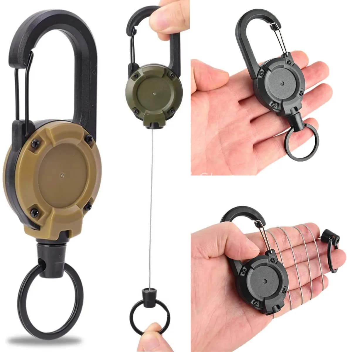 Heavy Duty Retractable Keychain Badge Reel Clips With Steel Wire AntiTheft Easy-To-Pull Buckle Rope Elastic Keychain For Camping