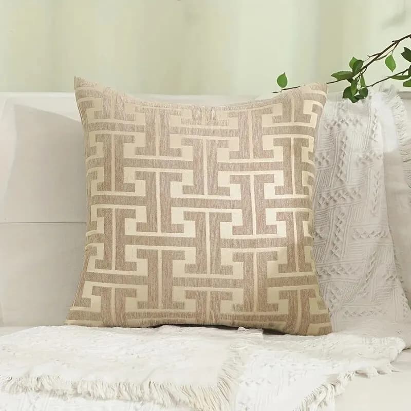 100%Polyester 1 Piece of Geometric Patterned Chenille Jacquard Pillowcase for Spring, Summer, Autumn, and Winter Seasons