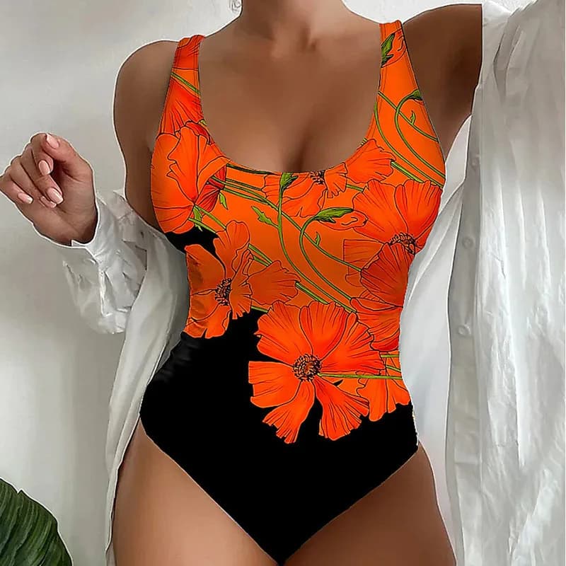 Summer Print Sexy One Piece Swimsuits Closed Women Swimwear Push Up Swimming Wear Body Bathing Suits Beachwear Pool Bather 2025