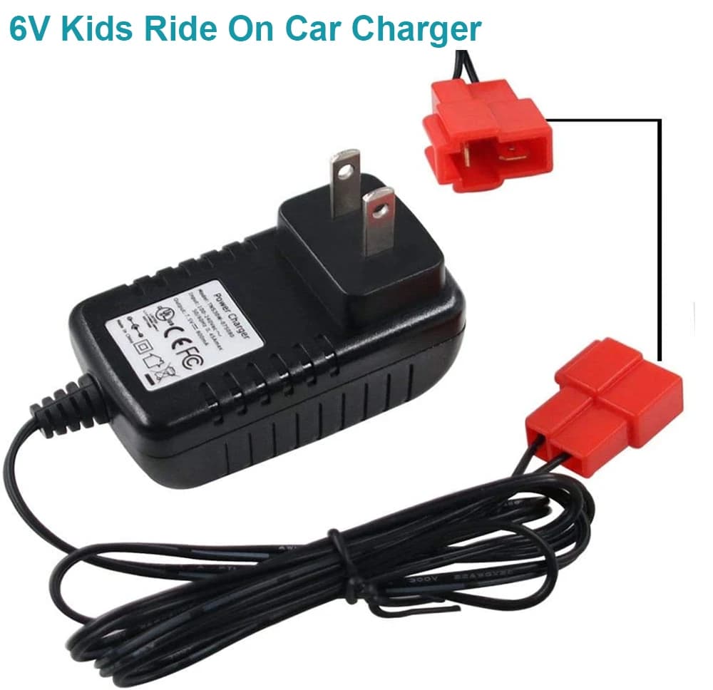 6V 1A Charger with Square-Type Plug for 6Volt Battery ,Child Ride On Car Rollplay Trax Frozen White Toddler Wildfire Quad