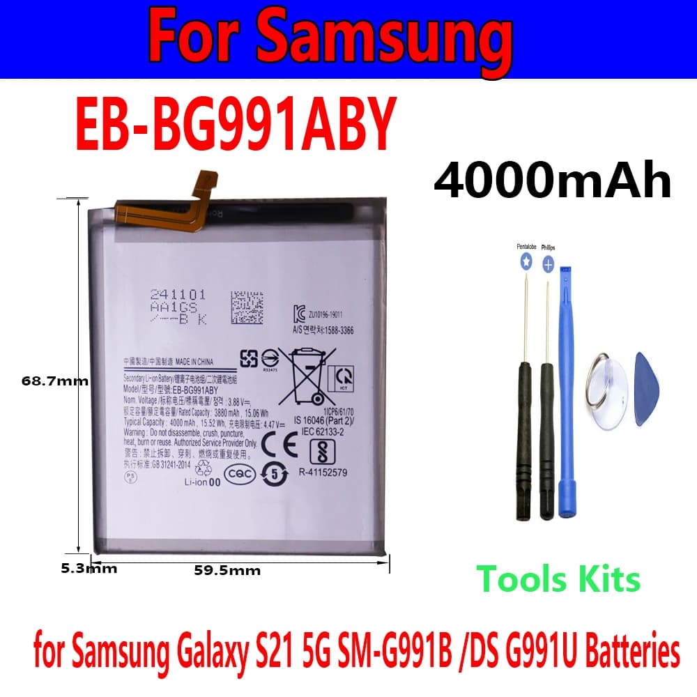 Flash sales EB-BG991ABY 4000mAh rechargeable batteries For SamsungGalaxy S21 5G SM-G991B /DS G991U Batteries+free TOOl