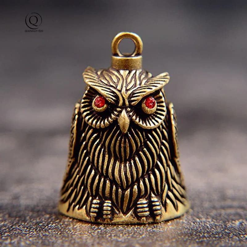Vintage Owl Bell Keychain Brass Bell Car Key Chain Pendant Small Pendant Men And Women Gift Feng Shui Bronze Bell