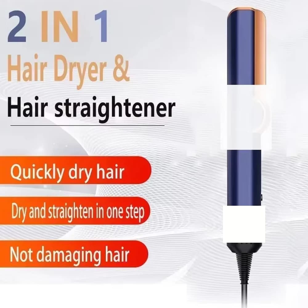 Professional 2-in-1 Hair Dryer and Straightener Negative Ion Iron Long Lasting Styling Tool Wet and Dry Straightener