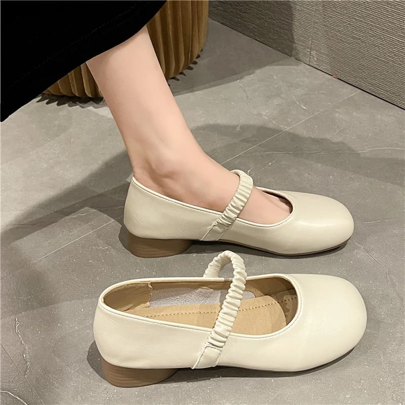 Mary Jane Thick Heel Round Toe Single Shoes 2024 New Casual Simple All-match Flat Bottom Comfortable Women Shoes Autumntime