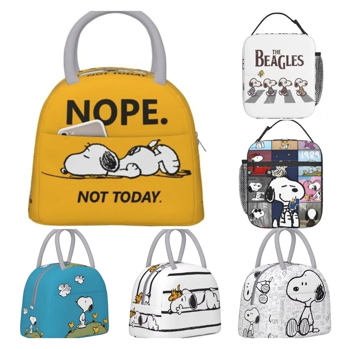 Cute Snoopy Thermal Insulated Lunch Bags for Picnic Peanuts Lover Portable Food Container Bags Men Women Thermal Lunch Box