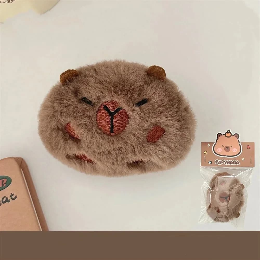 Cute Plush Capybara Keychain Cartoon Bag Pendant Capybara Doll Brooch Fluffty Animal Doll Key Ring Pendant Men Women