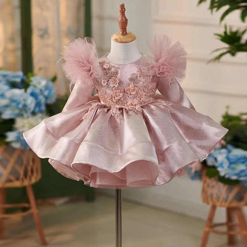 High-end Girls Dress Fluffy Princess Dress Birthday Party Children Clothes embroidery Ball Gown Beading Sweet Evening Dresses