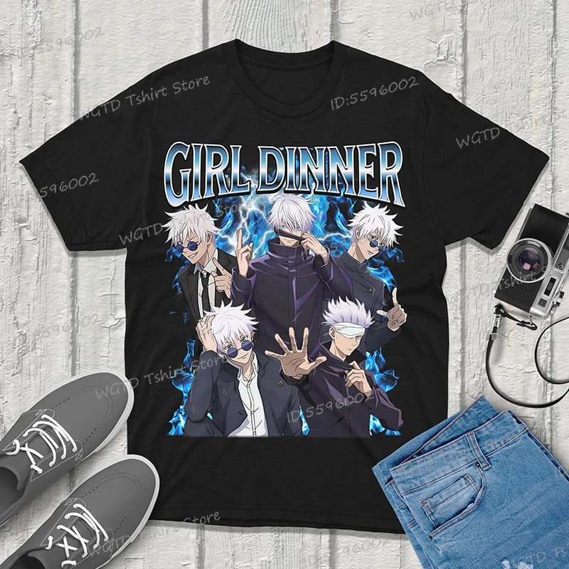 Satoru Gojo Jujutsu Kaisen T-Shirt Vintage Streetwear Short Sleeve Men Clothing Oversized T Shirt