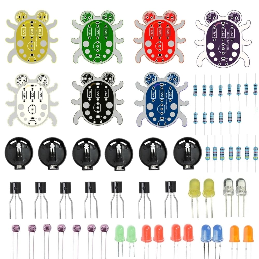 Weevil Eye DIY Electronic Beginner Learn To Solder Fun Kit Handmade Gift (Red. Yellow. Green White Blue Black Purple )