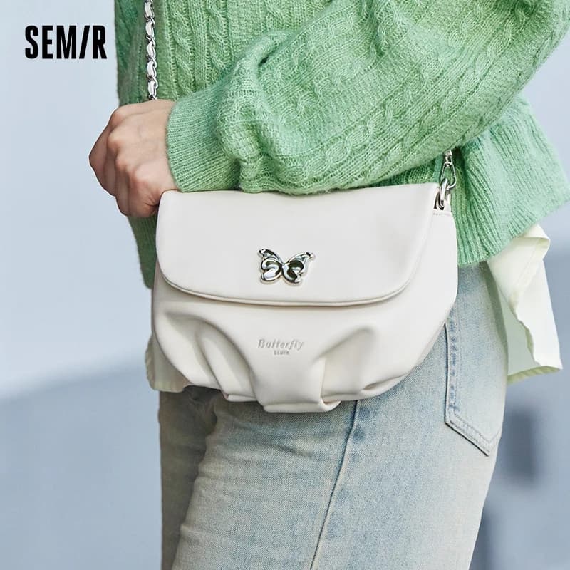Semir Bag Dumpling Bag Women 2024 New Fashion Butterfly Shoulder Bag Delicate Small Pleated Crossbody Bag Women Bag