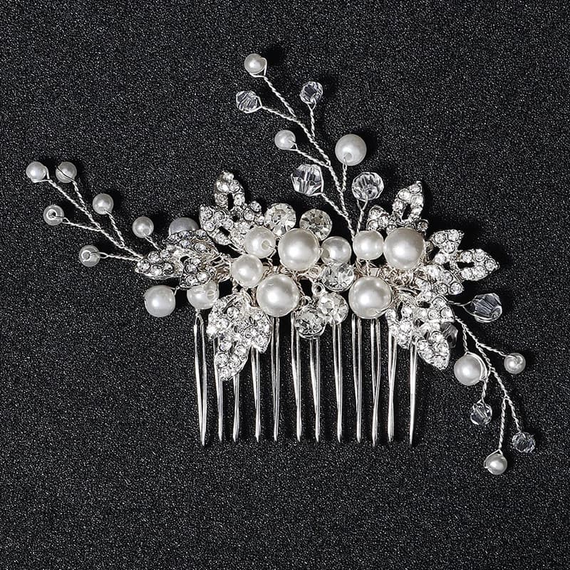 Pearl Hair Combs Clips Bridal Wedding Hair Accessories For Women Rhinestone Silver Color Bride Headpiece Party Jewelry