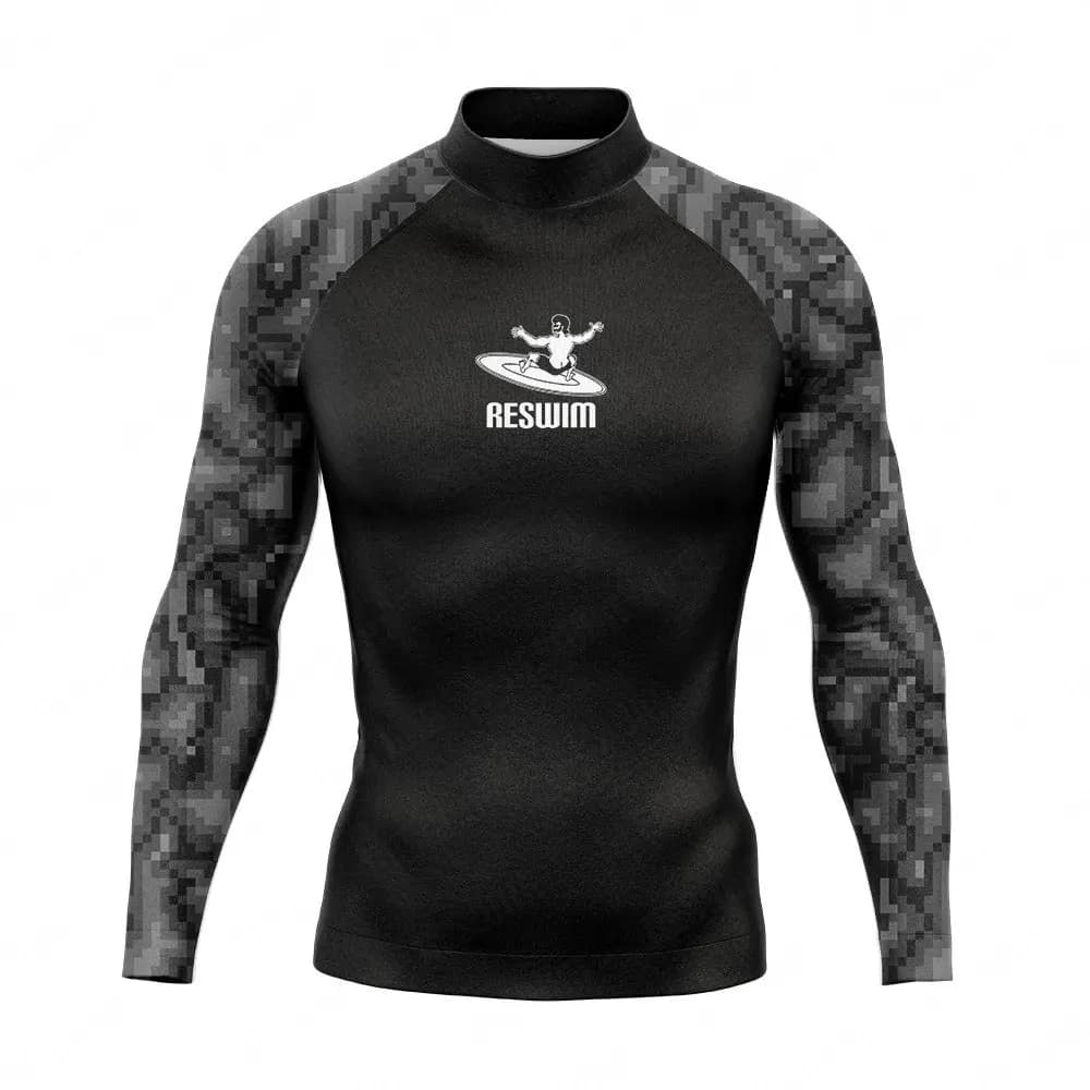 Summer Mens Beach UV Protection Swimwear Surf Swimming T-shirt Rash Guard Swimsuit Long Sleeve Surfing Diving Swimsuit Rashguard