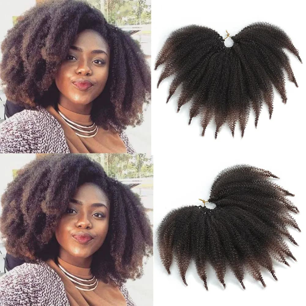 Alibaby Ombre Synthetic Afro Twist Kinky Bulk Braiding Hair 8 inch Marley Curly Crochet Braids Hair Extensions 14stands/pack
