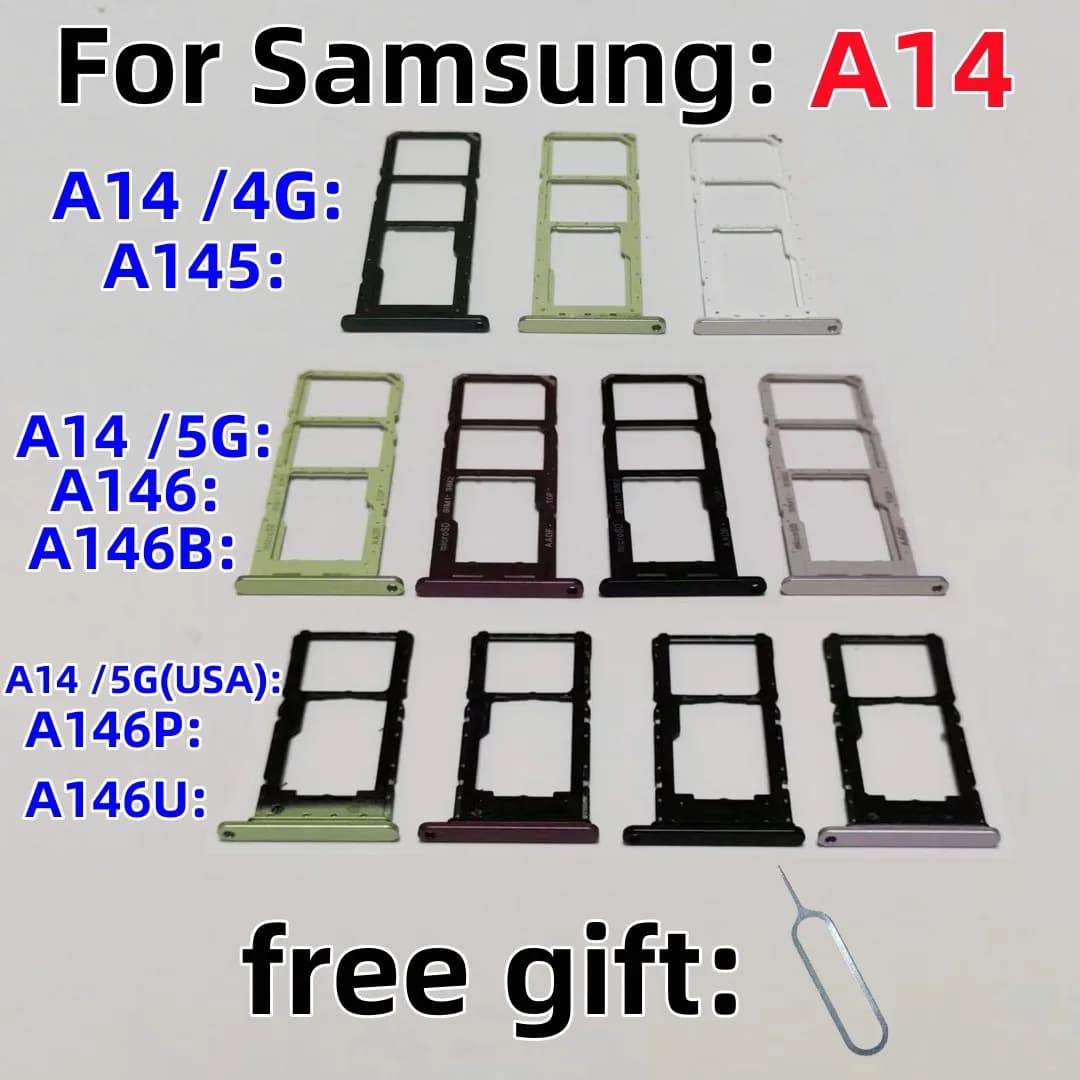 SIM Card SD Card Tray chip slot drawer card Holder For Samsung Galaxy A14 4G/5G SM-A145F A146B/DS A146P/U drawer chip card tray