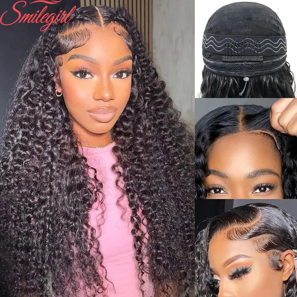 Glueless Wigs Human Hair Pre Plucked Pre Cut Wear and Go Deep Wave Lace Front Wigs Human Hair 5x5 Closure Wigs For Black Women