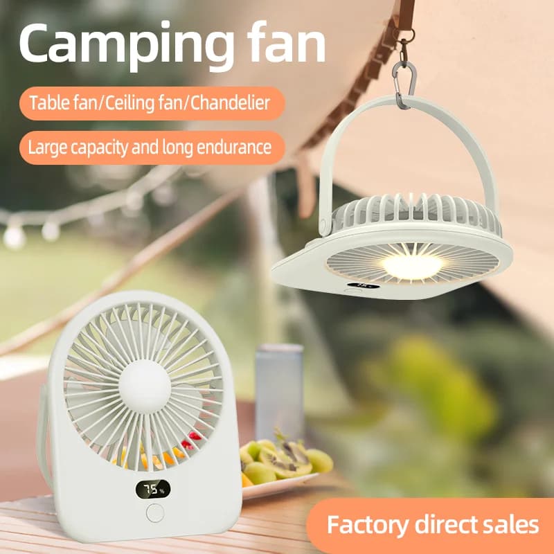 Portable Small Desk Fan Ultra Quiet Table Fan USB Rechargeable Cooling Fan With 5 Speed LED Night Light Powerful Wind Office Fan