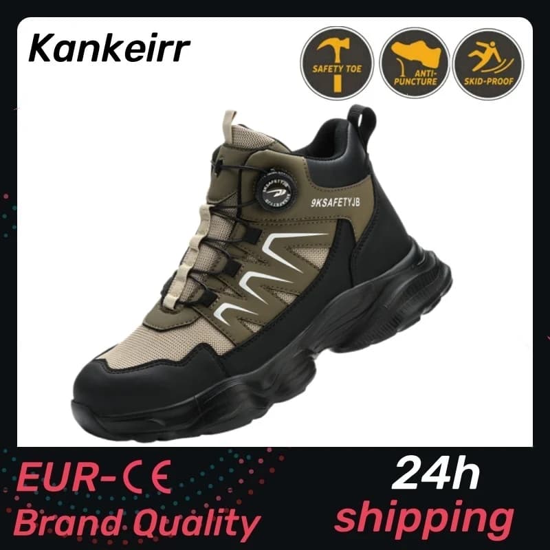 Rotating Button Safety Shoes Men 9kV Insulating Shoes Composite Toe Work Sneakers Puncture-Proof Indestructible Shoes Work Boots