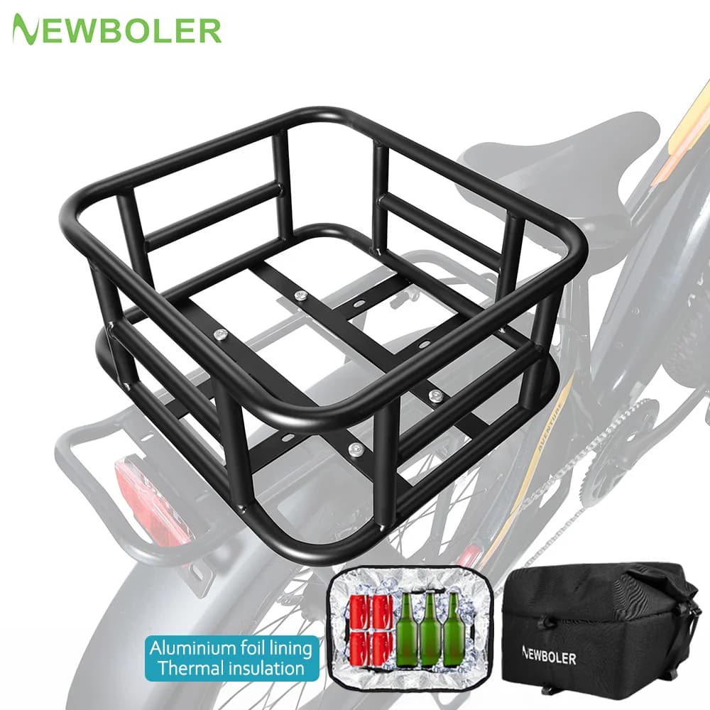 Rear Bike Basket Bicycle Cargo Rack Bag Large Capacity Fron E-Bike Basket Bike Baskets Rear Rack for Outdoor Travel Shopping