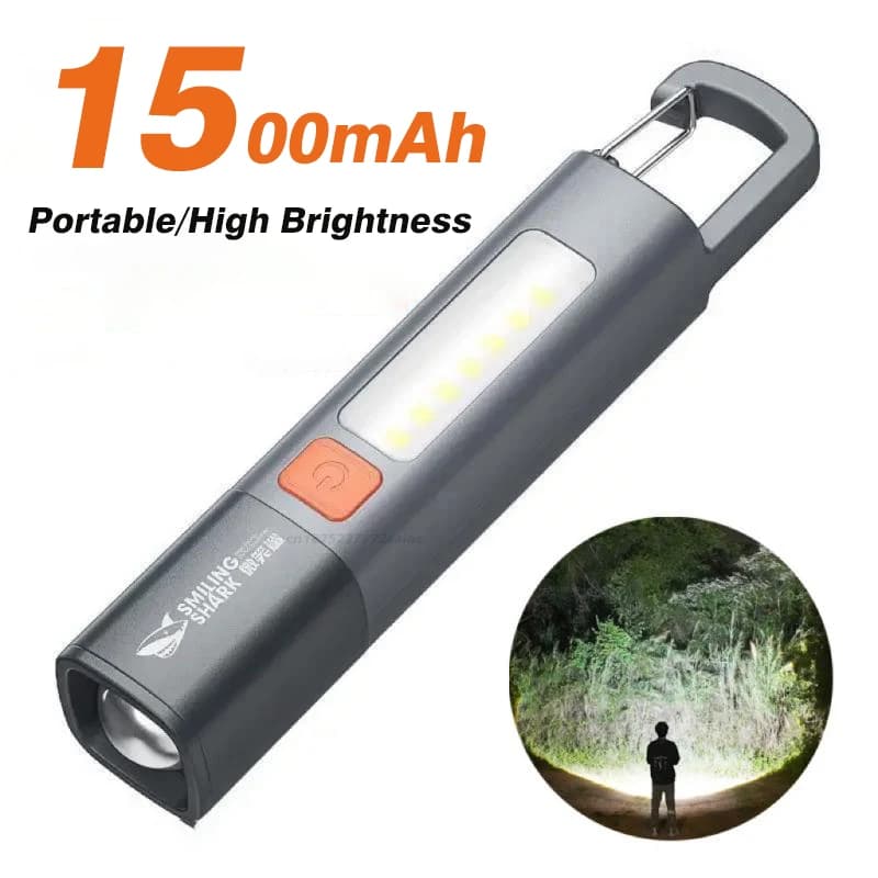 Outdoor Flashlight Portable Strong Light Variable Focus Floodlight Side Lights Mini Flashlight High Brightness Fishing Lamp