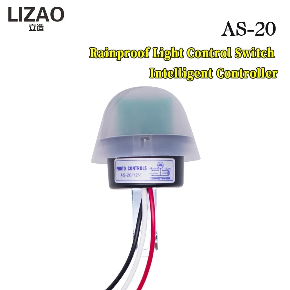 AS-20 Light Control Switch AC 110V 220V DC 12V Waterproof Sensitive Auto Photo Switch On/Off Photocell Street LED Light Switch