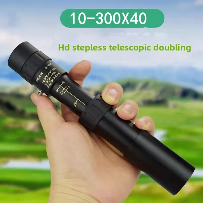 10-40x40 Zoom Monocular Telescope with Digital 300x, Metal HD High Power Scope for Hunting Birdwatching Travel