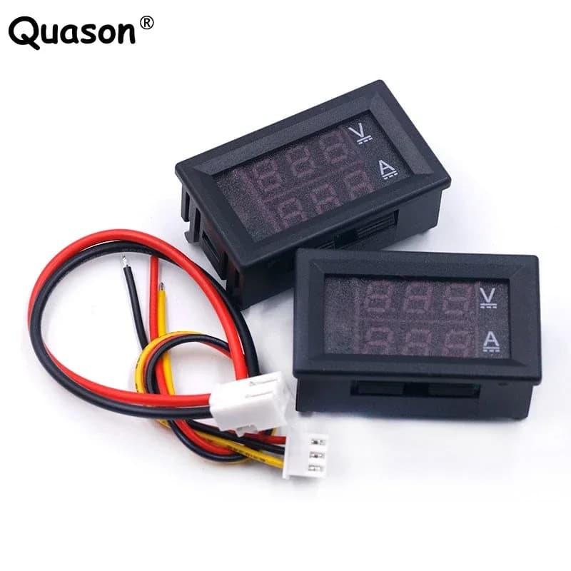 DC 0-100V 10A Digital Voltmeter Ammeter Dual Display Voltage Detector Current Meter Panel Amp Volt Gauge 0.28" Red Blue LED