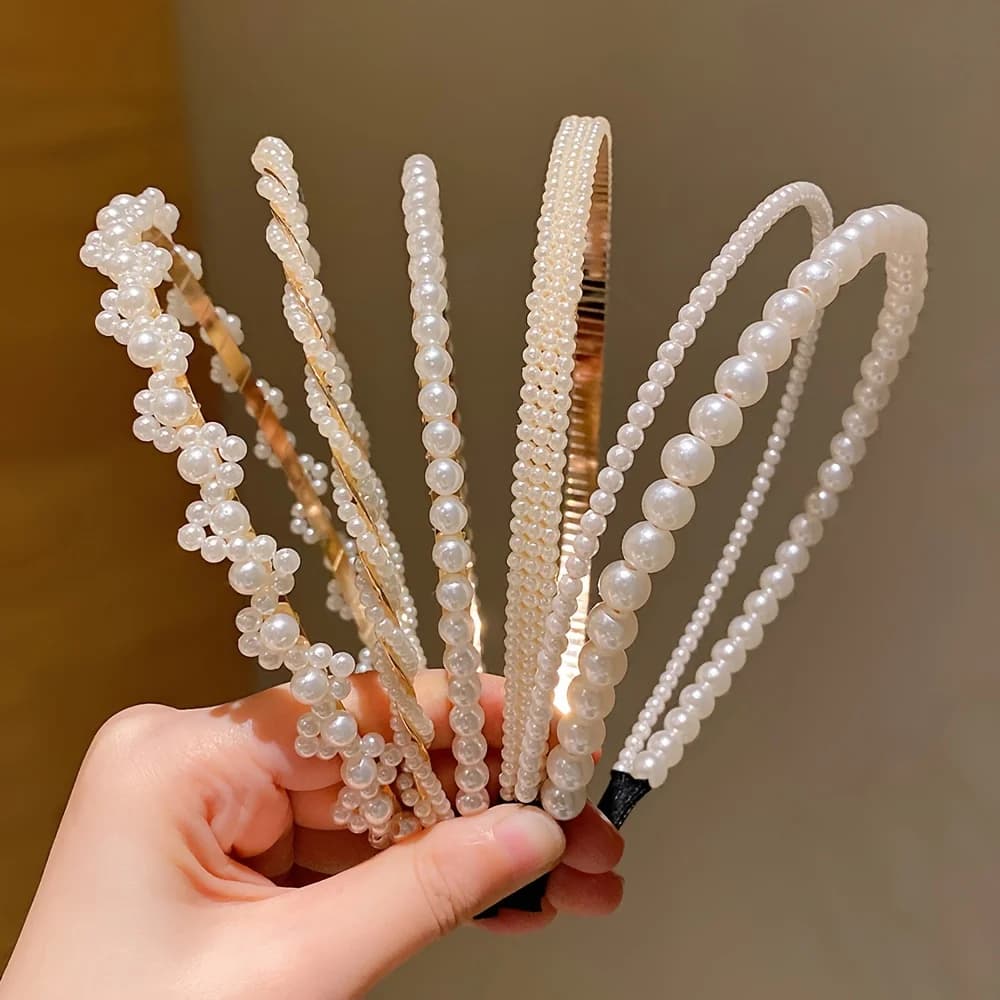 5 Pieces of Girls' Princess Hair Accessories, Children's Imitation Pearl Hairbands, Birthday Hairpins, Baby Flower Girl Headbands