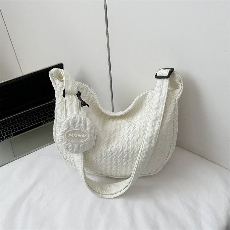 Sewing Thread Dumpling Korean Girl's Fashionable Cloud Puff Flower Shoulder Bag Women's 2025 New Summer Canvas Simple Crossbody