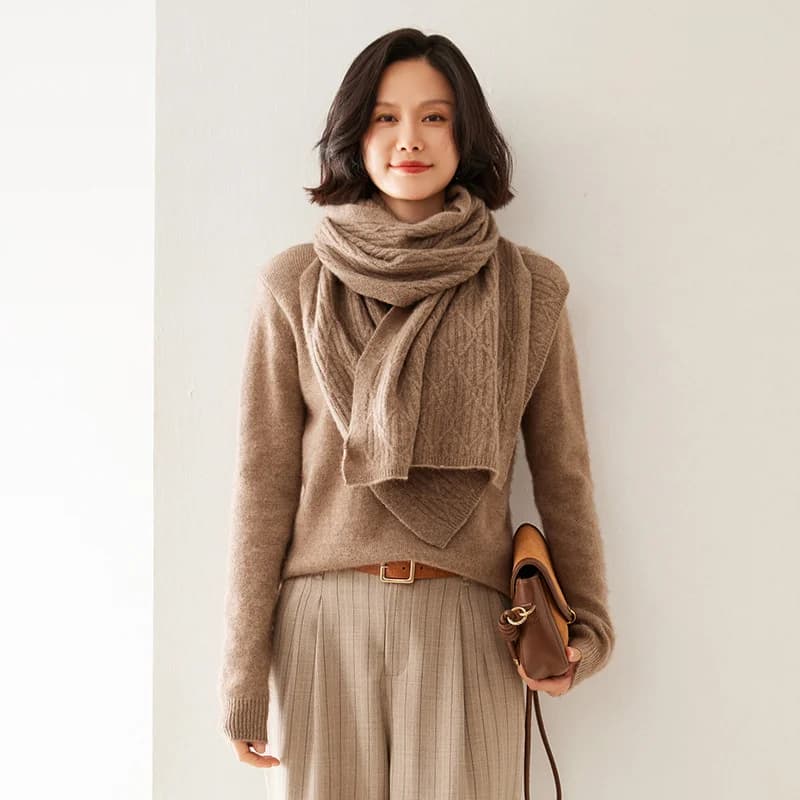 KOIJINSKY New Cashmere 180*45 Women in spring, autumn and winter, soft warm needle knitted scarf