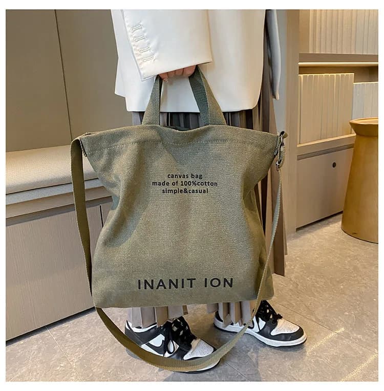 Canvas Men's and Women's Simple Cross-body Bag Wash Canvas Thick Handbag Large Capacity Arts Students Package Satchel