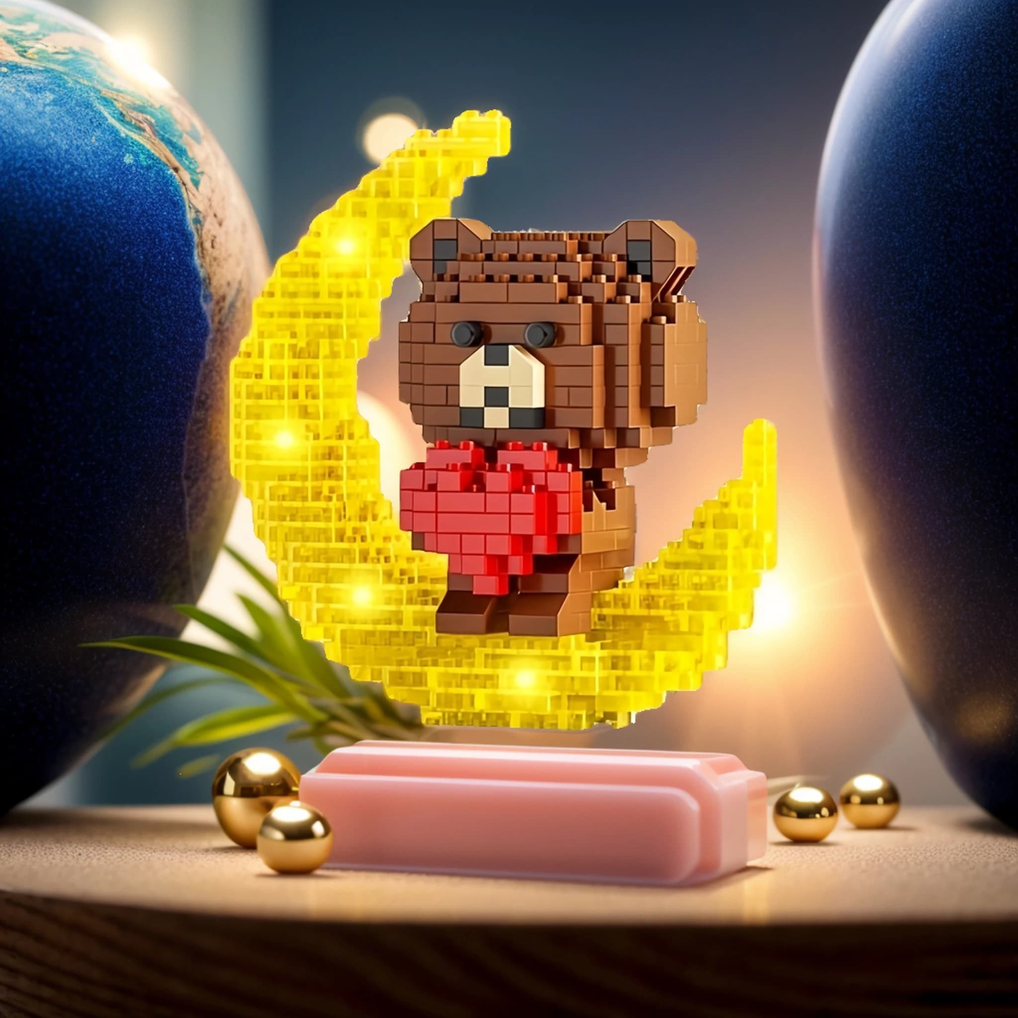 Cute Bear Light-Up Building Blocks - The Perfect Educational Birthday Gift for Friends!(NO base)