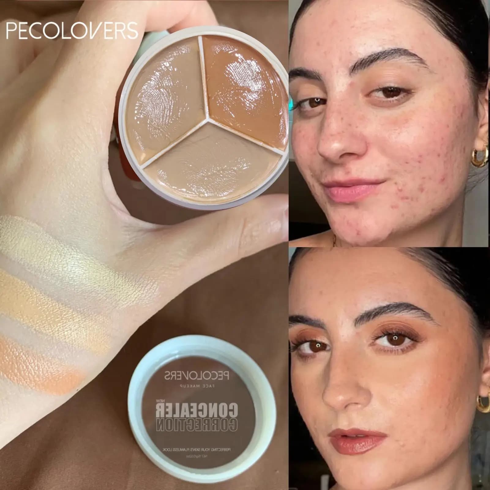 Multifunction Concealer Palette Cream Texture Covers Acne Marks Dark Circles 3 Colors Face Makeup Lasting Brighten Face Cosmetic