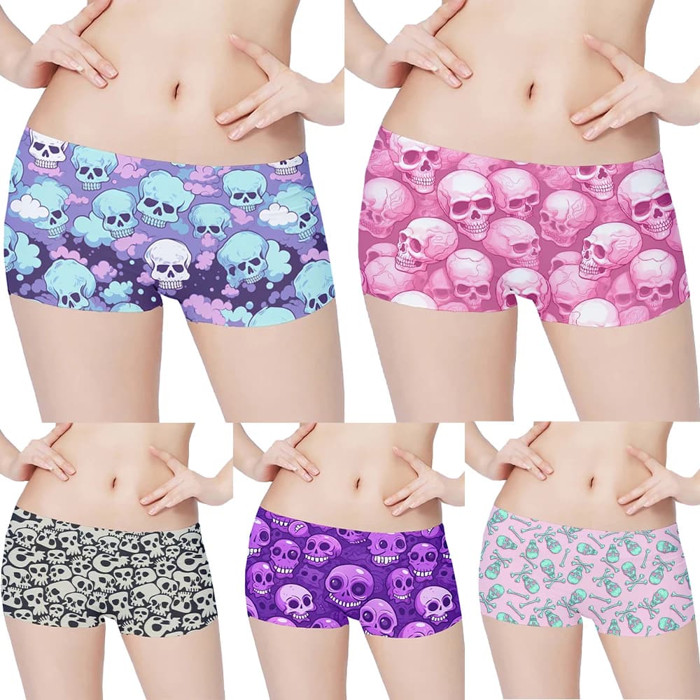 Fashion sexy ladies shorts funny skull pattern casual comfortable beach trunks summer skirt safety swimming trunks