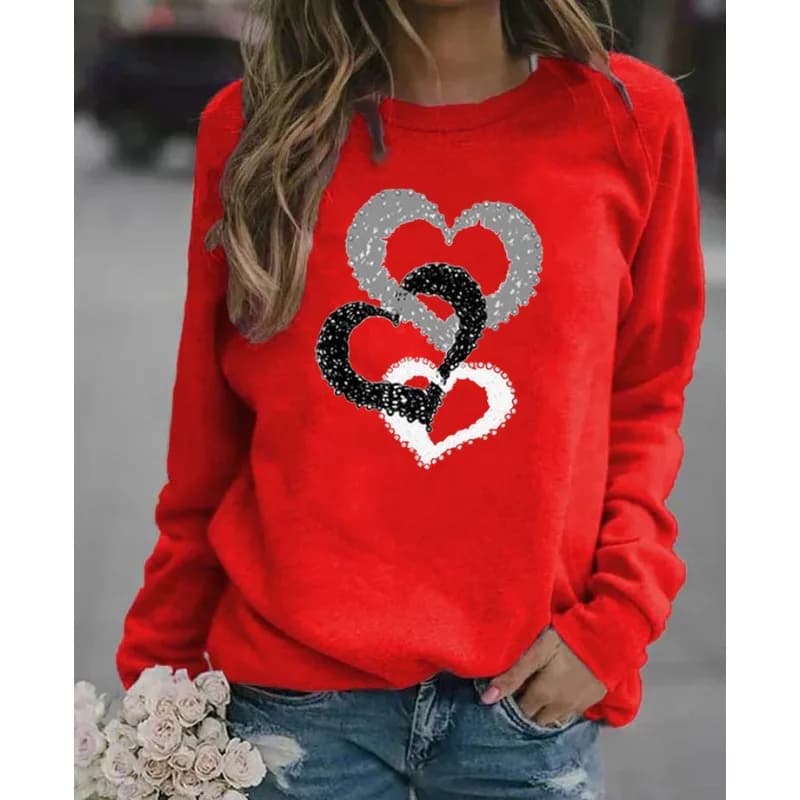 Europe and The United States Autumn and Winter Women's Casual Round Neck Santa Claus Printed Hoodie Clothes Streetwear Women