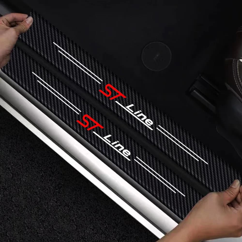 Auto Door Sill Carbon Fiber Car Sticker Protector Strip Waterproof Protect Film For Ford ST LINE STLINE Mk3 Mk4 Focus Mustang