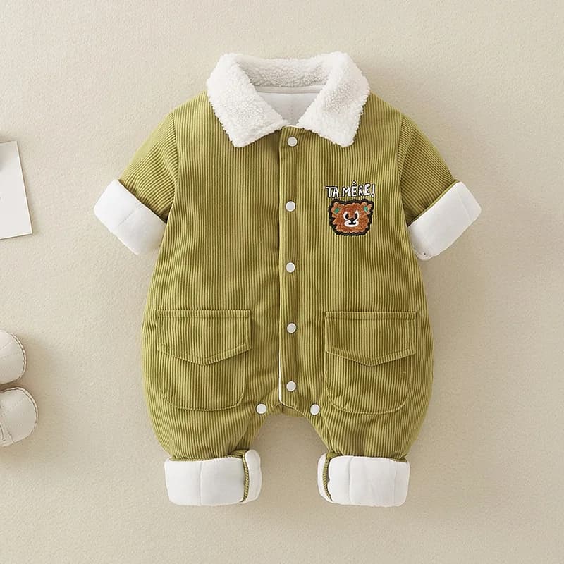 Baby autumn and winter onesie new cashmere plus cotton baby boy clothes thick winter warm outdoor clothing cotton clothes