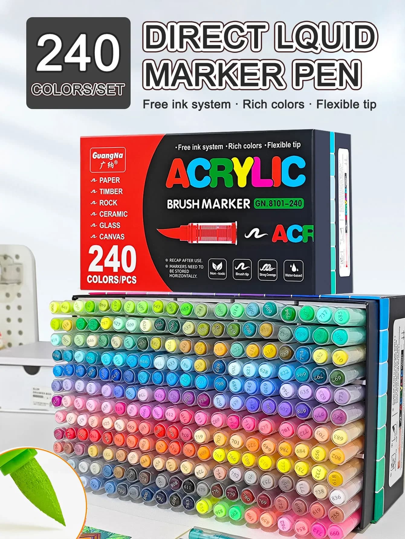 168/240 Colors Direct Liquid Marker Pen Set,DIY Hand Drawn,Graffiti Paint Art Acrylic Paint Pens,Perfect for Artist/Student