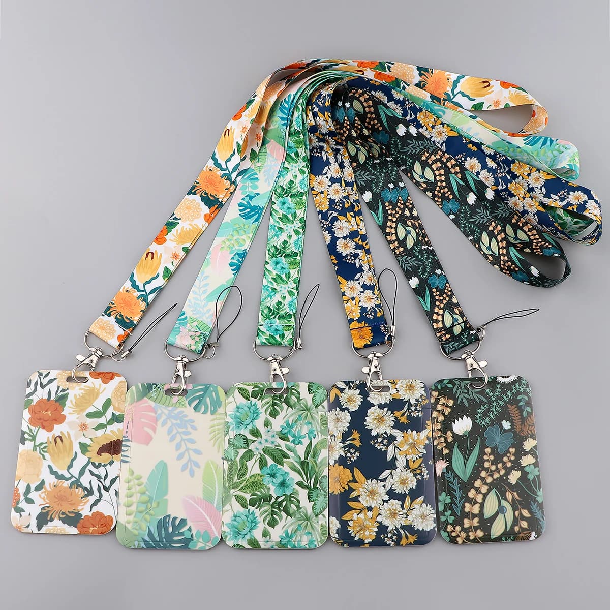 Small Fresh Leaves Lanyard Flowers Neck Strap for Key ID Card Cellphone Straps Badge Holder DIY Hanging Rope Phone Accessories