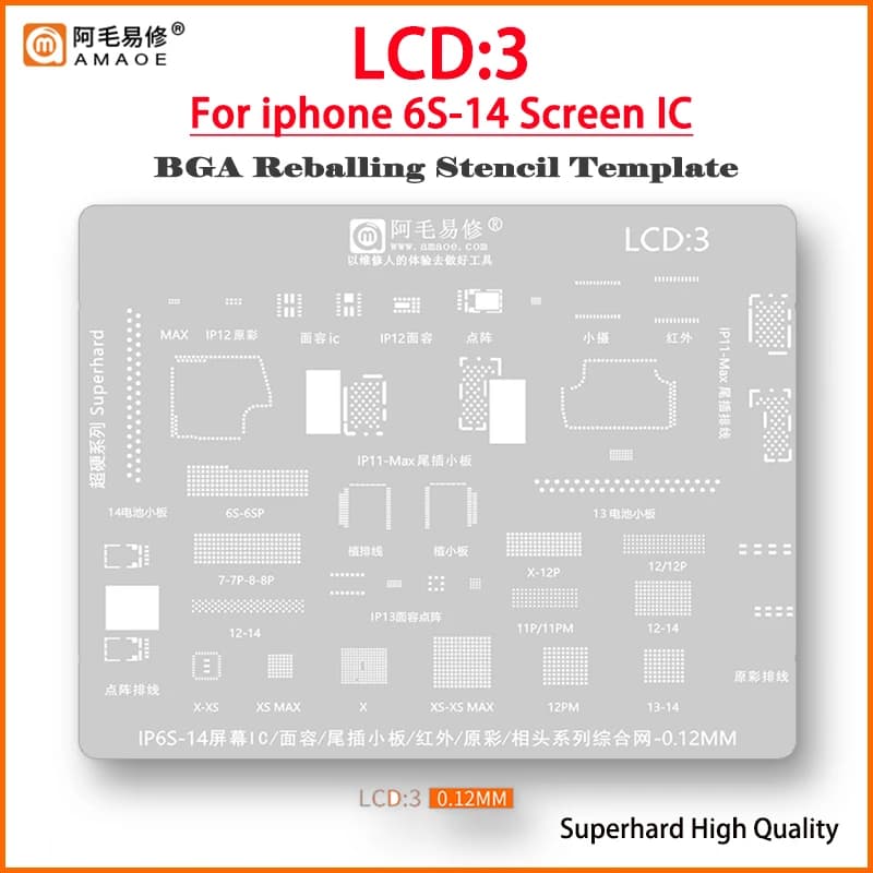 BGA Reballing Stencil Template for iphone 6S-15 LCD screen IC Chip Dot Matrix Face ID Camera Mobile phone repair tools
